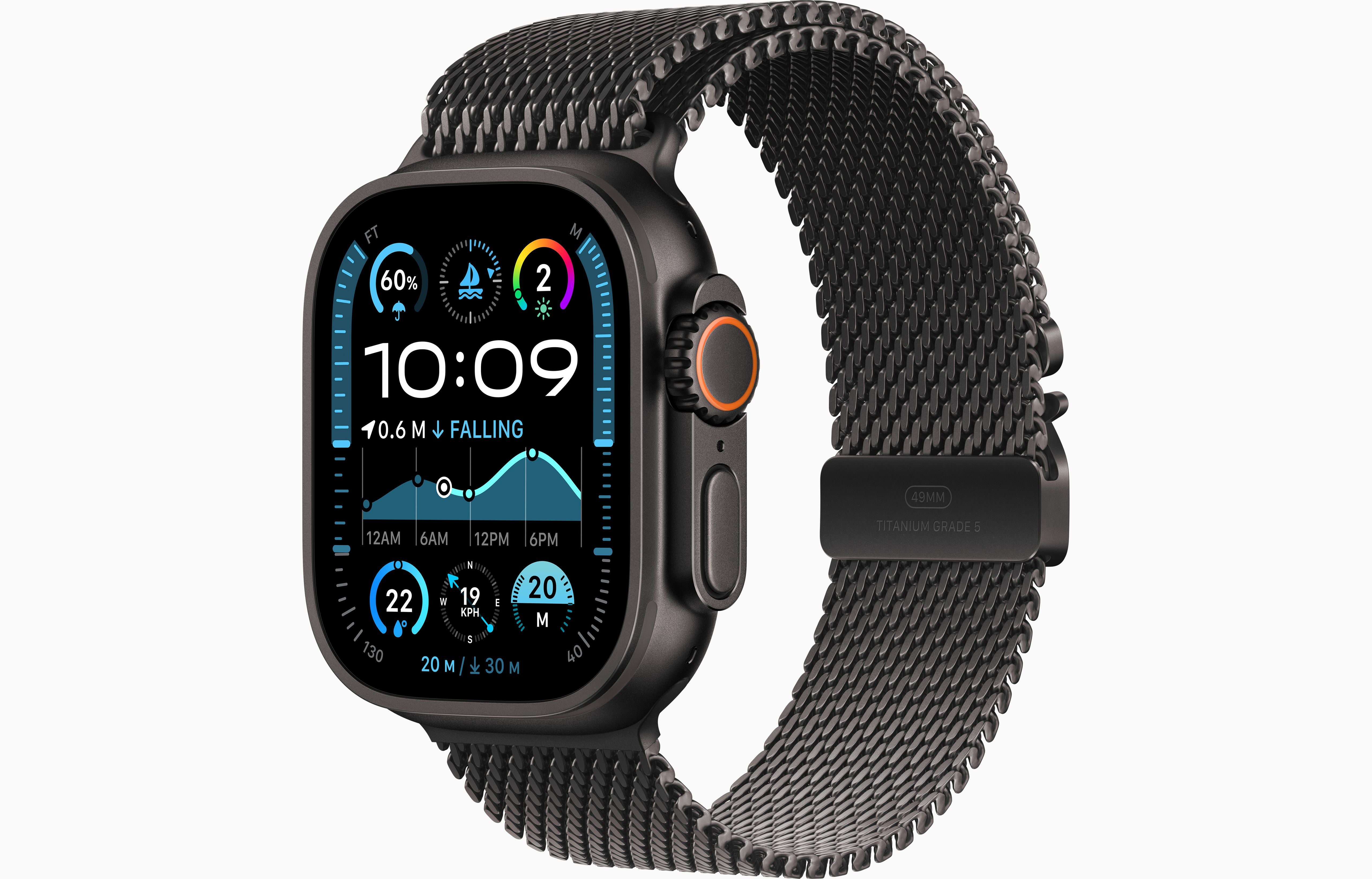 Iwatch ultra 2 | Black -  Titanium Milanese Loop | OLED Always‑On Retina display - Up to 3,000 nits | Easy 15-Day Returns - Airpod Pro
